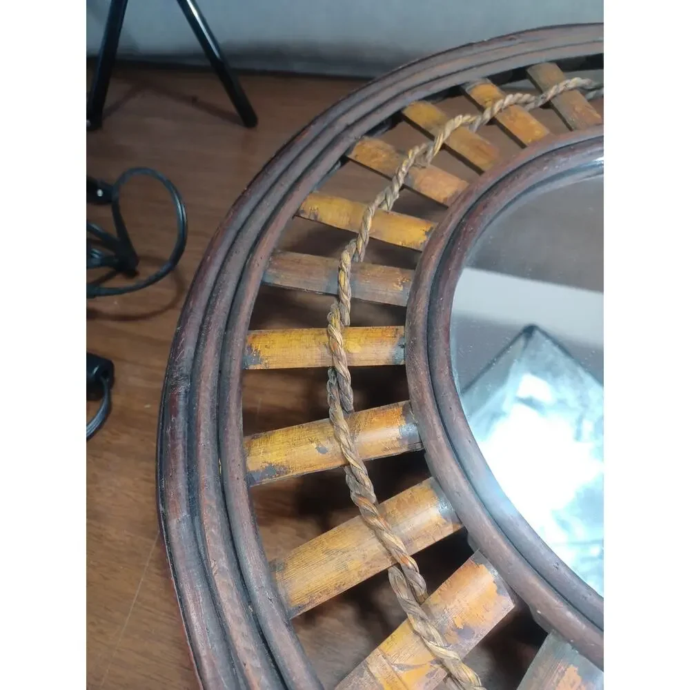 VINTAGE BAMBOO And WOOD MIRROR 18